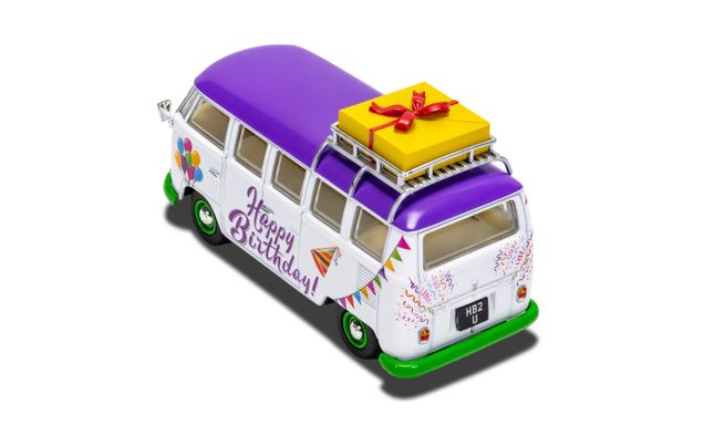 CC02734_4_Lets-Celebrate-Volkswagen-Campervan-Happy-Birthday_PRODUCT.jpg Main image for the Corgi CC02734 Volkswagen Campervan Happy Birthday shown on a white background