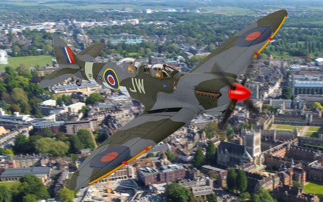 Main image for the model Corgi AA29204 Supermarine Spitfire T9 - PV202 - Aerial Collective - Duxford Airfield