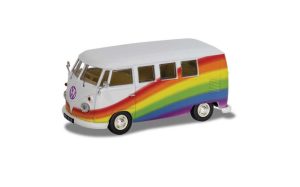 Main image for the Corgi CC02739 Volkswagen Campervan Peace Love and Rainbows shown on a white background