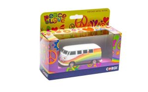 Main image for the Corgi CC02739 Volkswagen Campervan Peace Love and Rainbows shown on a white background