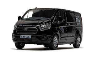 Main image for the Corgi VA15105 Ford Transit Custom 300L1, Shadow Black (Richard Hammond's The Smallest Cog) shown on a white background
